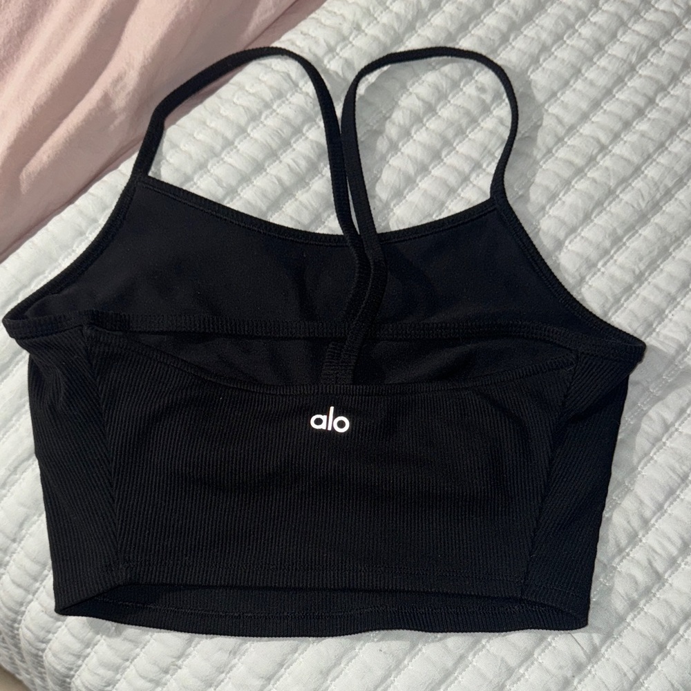 Alo Black Strappy Sports Bra/Crop Top